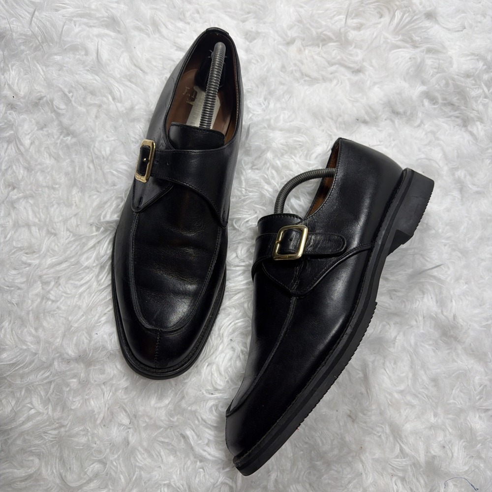 Vintage Made England Monk Strap Dress Shoes‎ Oxfords E.T Wright Black Mens 10.5